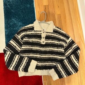 Maeve Black and Cream Striped Sweater